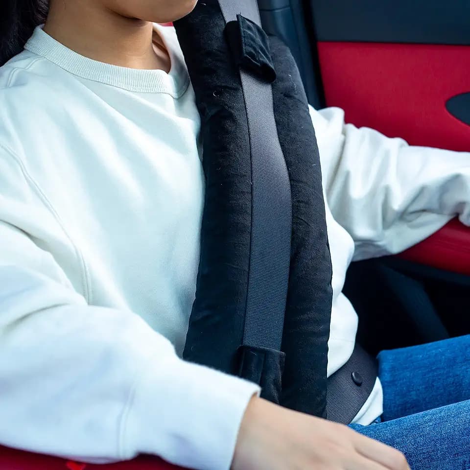 Seatbelt Cushion & Seatbelt Pillow, Mastectomy Recovery Supplies (Black)