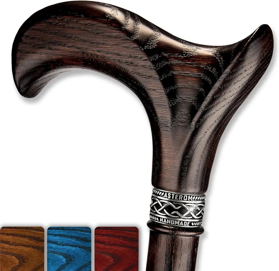 Asterom Handcrafted Walking Cane, Stylish Wooden Canes for Men, Oak Wood