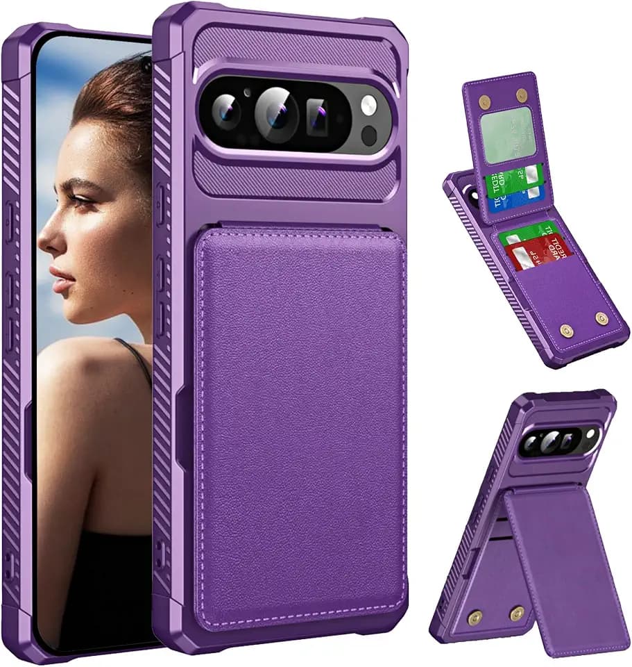 CCSmall for Google Pixel 9/9 Pro Wallet Case with Card Holder ZM Purple