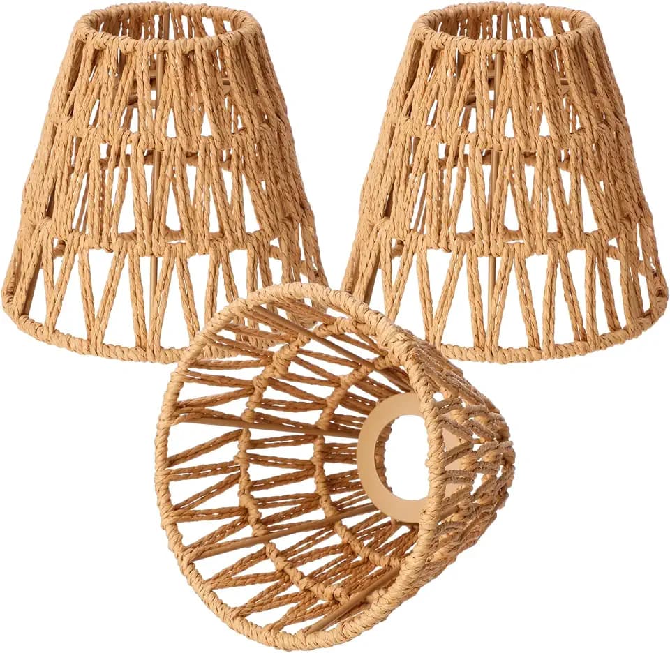 3 Pcs Rattan Lamp Shade Small Bell Lampshade 5.5x5.9x2.8",Boho,Normal