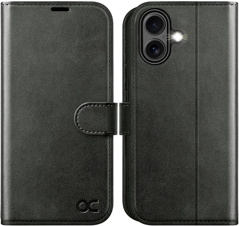 OCASE for iPhone 16 Wallet Case, Card Holder, Graphite