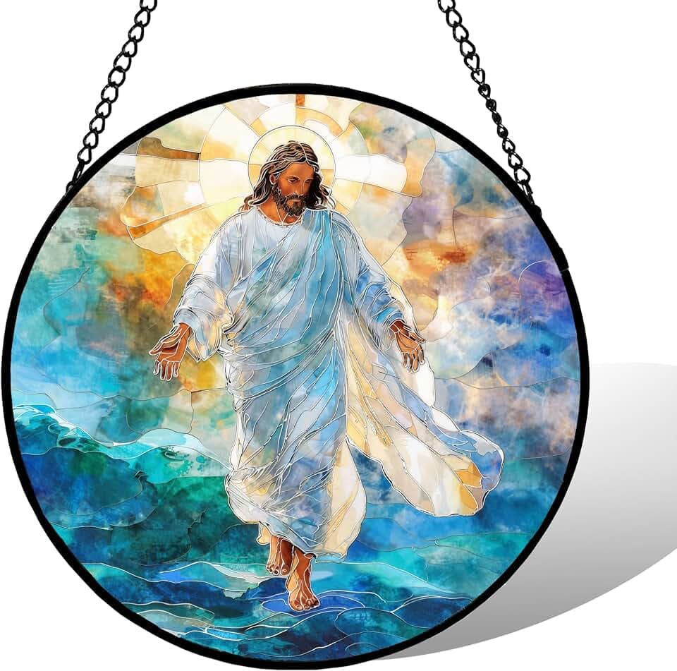 Jesus Stained Glass Sun Catcher 7.88 Inch Home Decor Gift