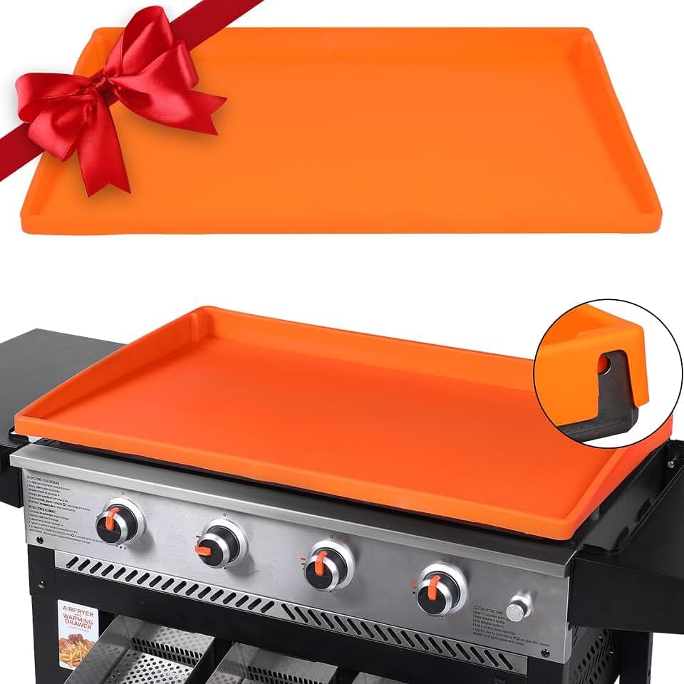 36 Inch Silicone Griddle Cover for Blackstone 4-Burner Flat Top Grill Station - Food Grade BPA-Free Heavy Duty Griddle Mat, Full Edge-to-Edge Protection, All Seasons, Dishwasher Safe, Orange