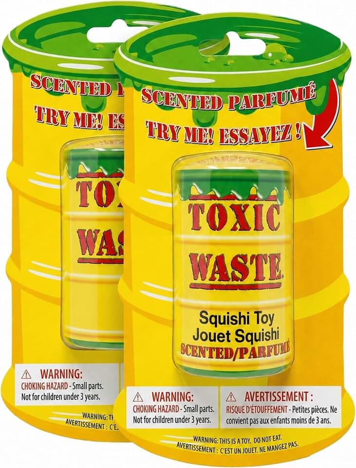 Toxic Waste Scented Squishy Toy (2-Pack Bundle) – Slow Rising Sensory Stress Relief Toy – Authentic Barrel Design with Sour Scent – Green Squishy – 2 Count