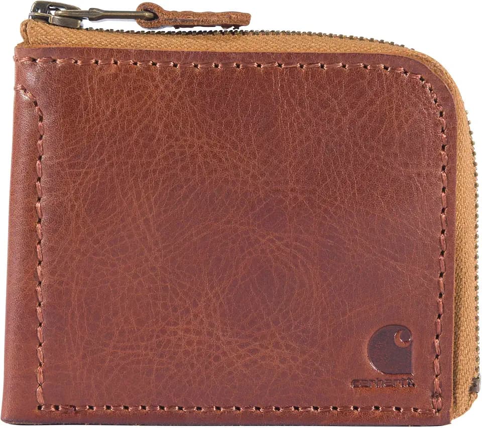 Carhartt Patina Leather Zip Wallet Brown