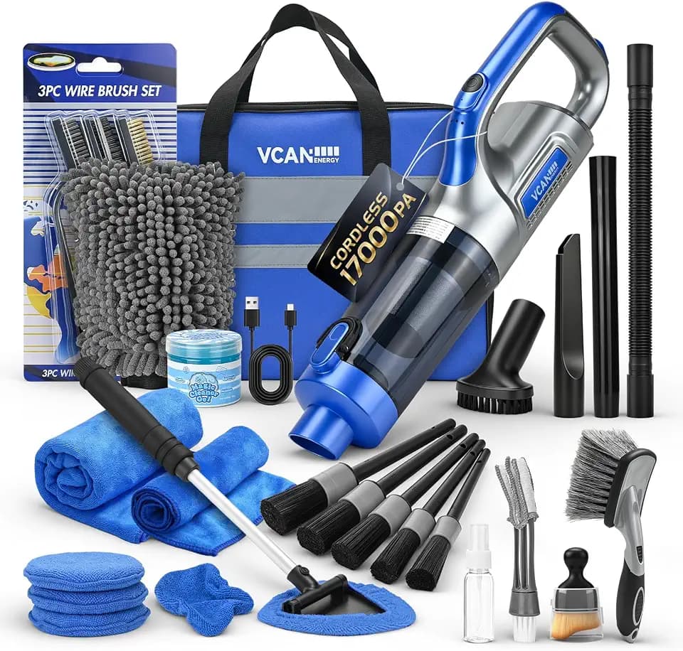 VCANENERGY 29PCS Car Cleaning Kit Interior Detailing for Men Women（Blue）