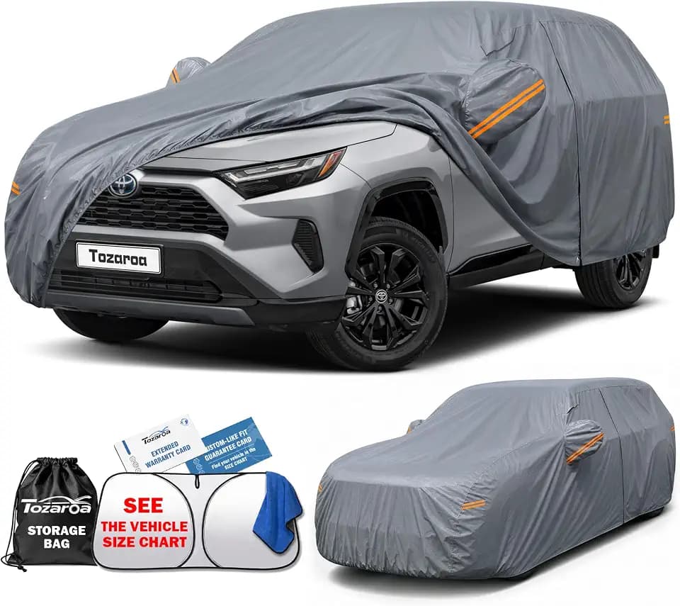 SUV Cover Waterproof All-Weather,Outdoor Full Exterior Car Covers Custom Fit for Toyota RAV4,Honda CR-V,Chevrolet Equinox,Kia Sorento,Hyundai Tucson,Ford Edge,etc,Size S2(See Size Chart)
