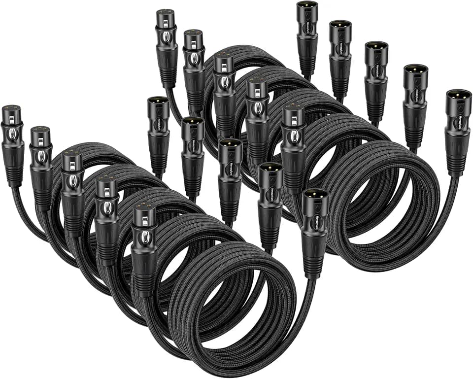 XLR Cable 6ft 10 Packs - Premium Balanced Microphone Cables Mic Cable