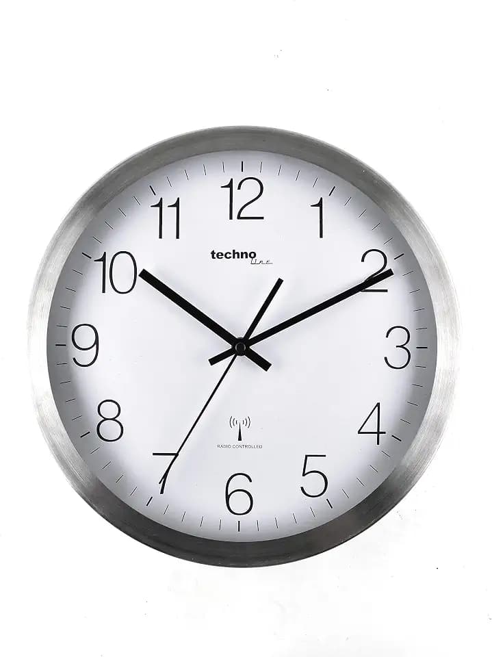 Technoline WT 8910 Funkwanduhr 30 cm Silber | DCF Funkuhr mit automatischer Zeiteinstellung | Leise Analog Wanduhr | Großes gut lesbares Zifferblatt | Batteriebetrieben