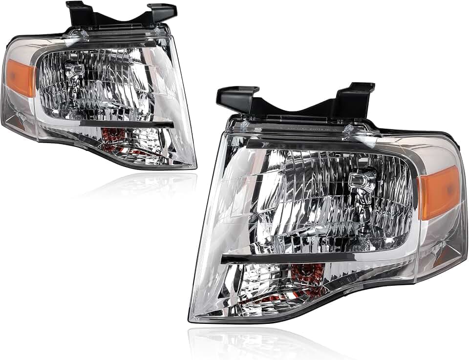 Pair Chrome Headlights Compatible with 2007-2014 Expedition