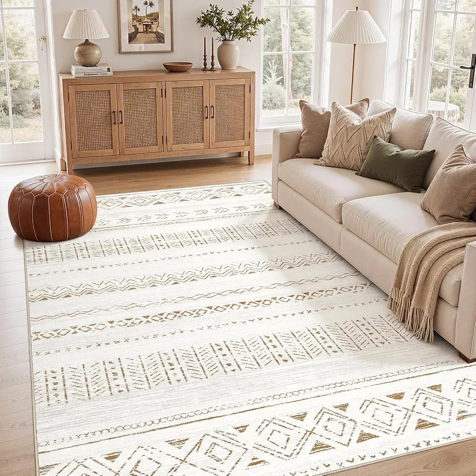 cotiled 6x9 Area Rugs for Living Room: Boho Washable Rug for Dining Room