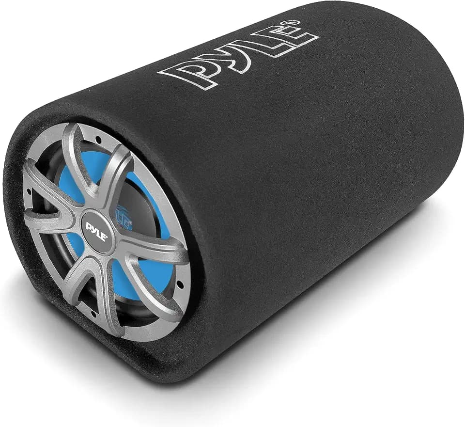 Pyle 8-Inch Carpeted Subwoofer Tube Speaker - 400 Watt High Powered Car Audio Sound Component Speaker Enclosure System w/ 2” Aluminum Voice Coil, 4 Ohm, 30Hz-700kHz Frequency - Pyle PLTB8,Black