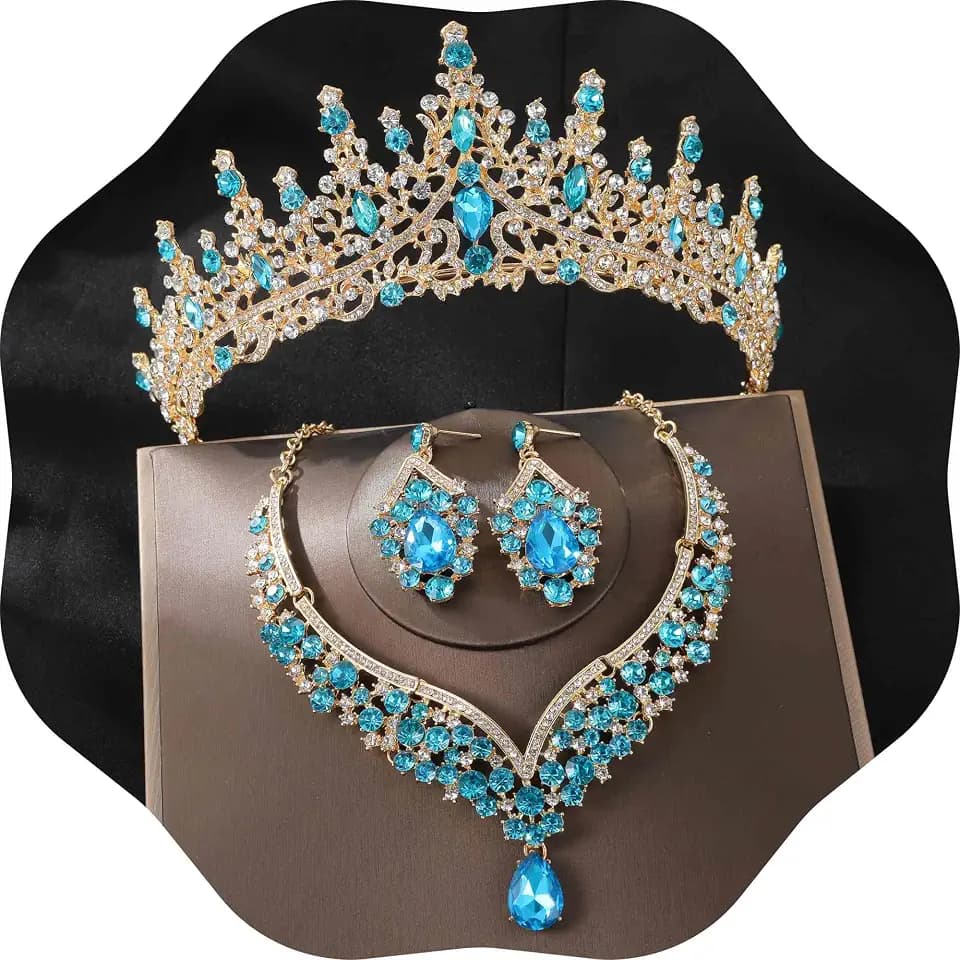 Kamirola Tiaras and Crowns for Women,Tiaras Earrings Necklace, Crystal Bridal Jewelry Set, Costume Party Halloween Prom Pageant Jewelry for Women (TR28)