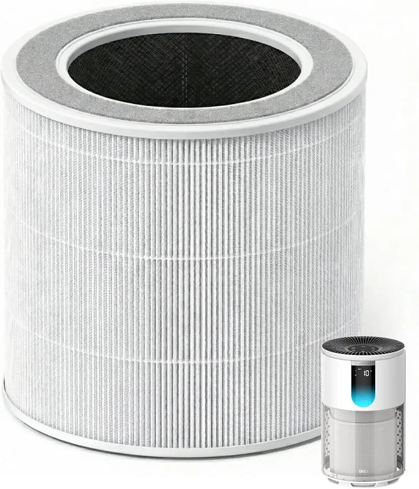 DREO Air Purifier 539/539S (DR-HAP009/DR-HAP009S) White Genuine Replacement Filter, Supports HEPA Sleep Mode, 3-in-1 Filter for PM2.5, Smoke, Odor, Dust & Pollen,1 Pack (Replacement Filter Only)