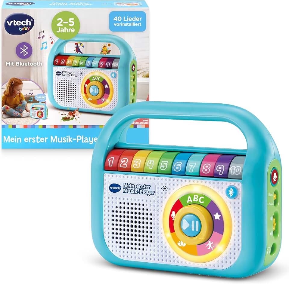 VTech Mein Erster Musik-Player – Kinder MP3 Player mit Bluetooth, 40 Lieder