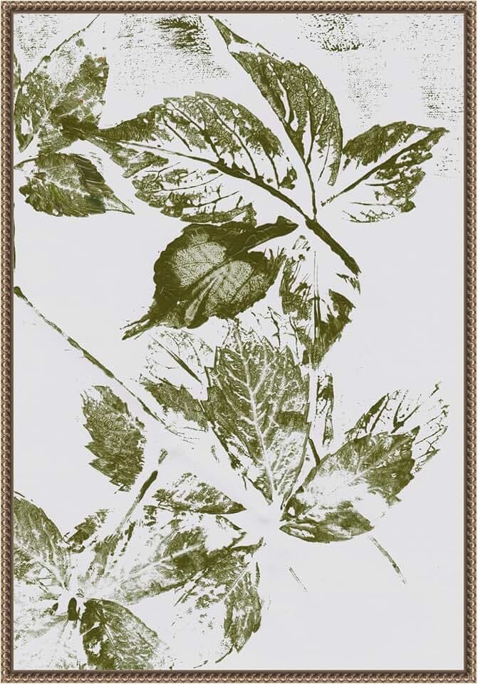 Amanti Art Framed Canvas Wall Art 33x23 Leaves No. 1 by Maira Ribena, Framed Wall Art Canvas, Nature Artwork, Traditional Decor, Large Poster for Living Room, Bedroom, Bathroom, Kitchen, Office