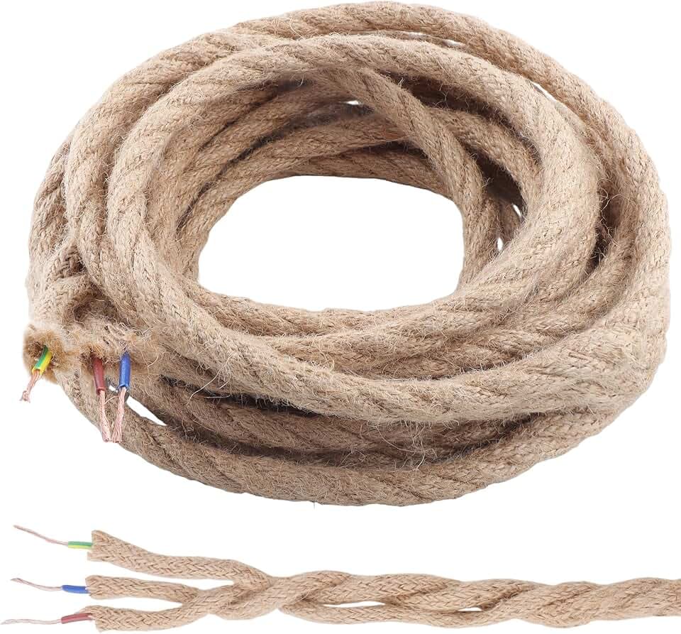 10M Textilkabel, Textilkabel 3 Adrig, Lampenkabel 3 x0.75mm² Gelb
