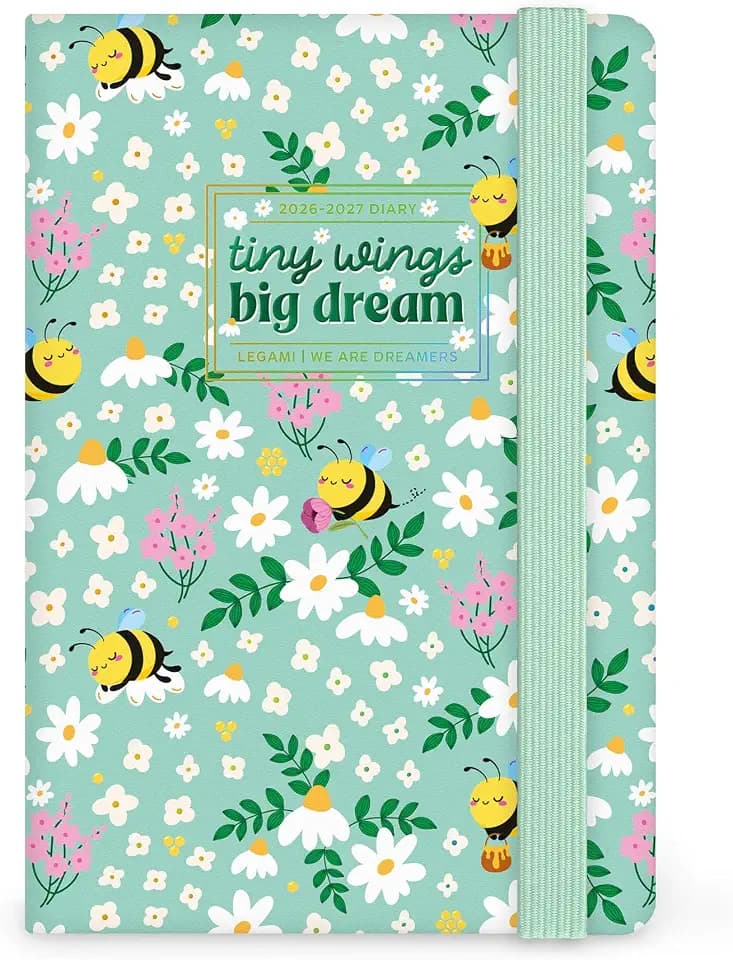 Legami – Wochenplaner mit Notizbuch 2026–2027, Bee, 16 Monate, klein, Tagebuch von September 2026 bis Dezember 2027, Verschluss mit Gummiband, FSC-zertifiziertes Papier, 9,5 x 13,5 cm