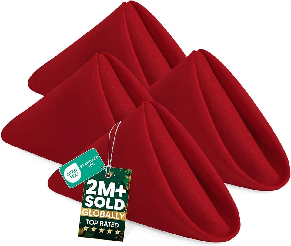 Utopia Home [24 Pack, Red] Cloth Napkins 17x17 Inches, 100% Polyester