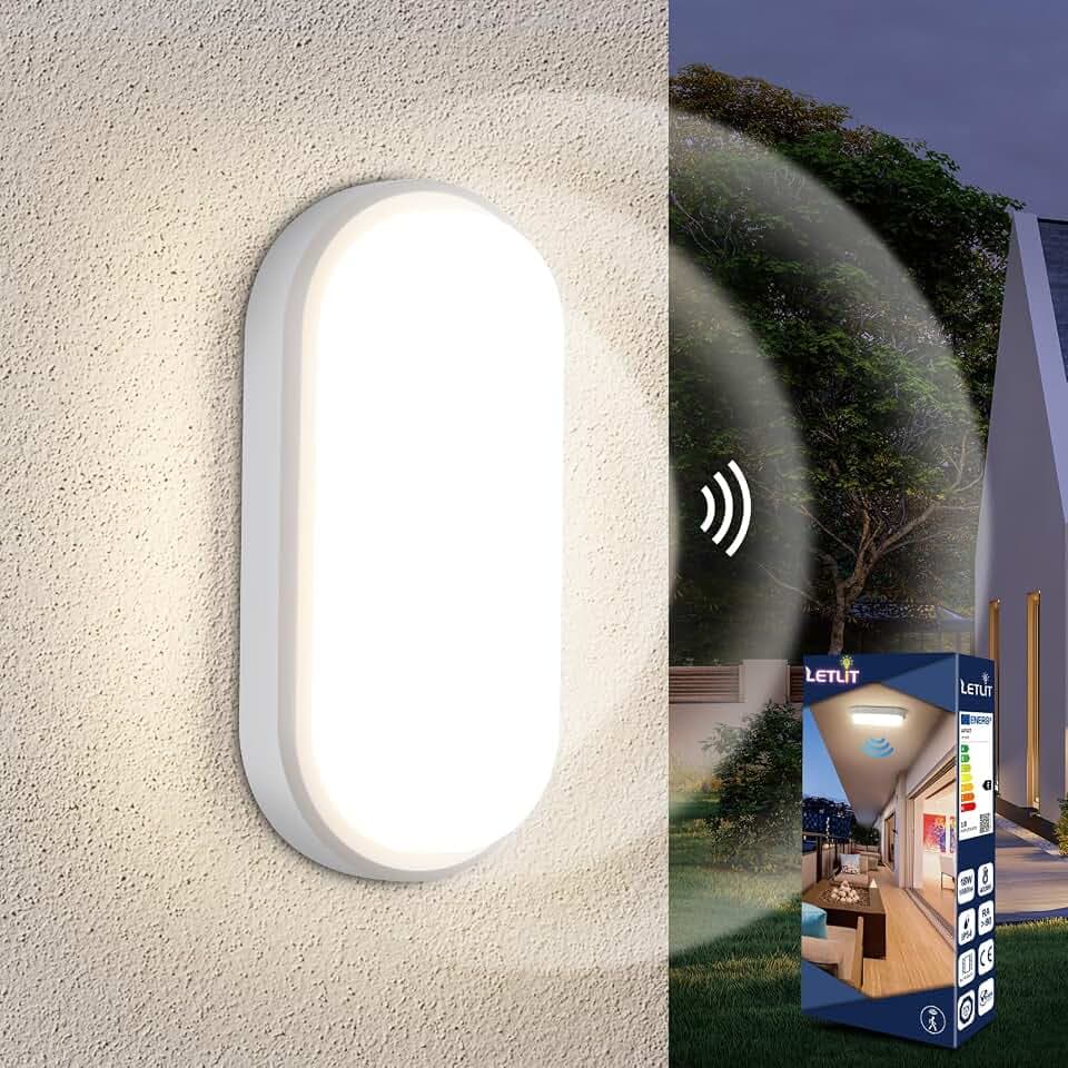 Lampe Wandlampe mit Bewegungsmelder Innen, 18W 1800LM Kellerlampe Deckenleuchte Wandleuchte Deckenlampe Kellerleuchte, IP54 Feuchtraumleuchte mit Bewegungsmelder für Keller Flur Treppe Garage