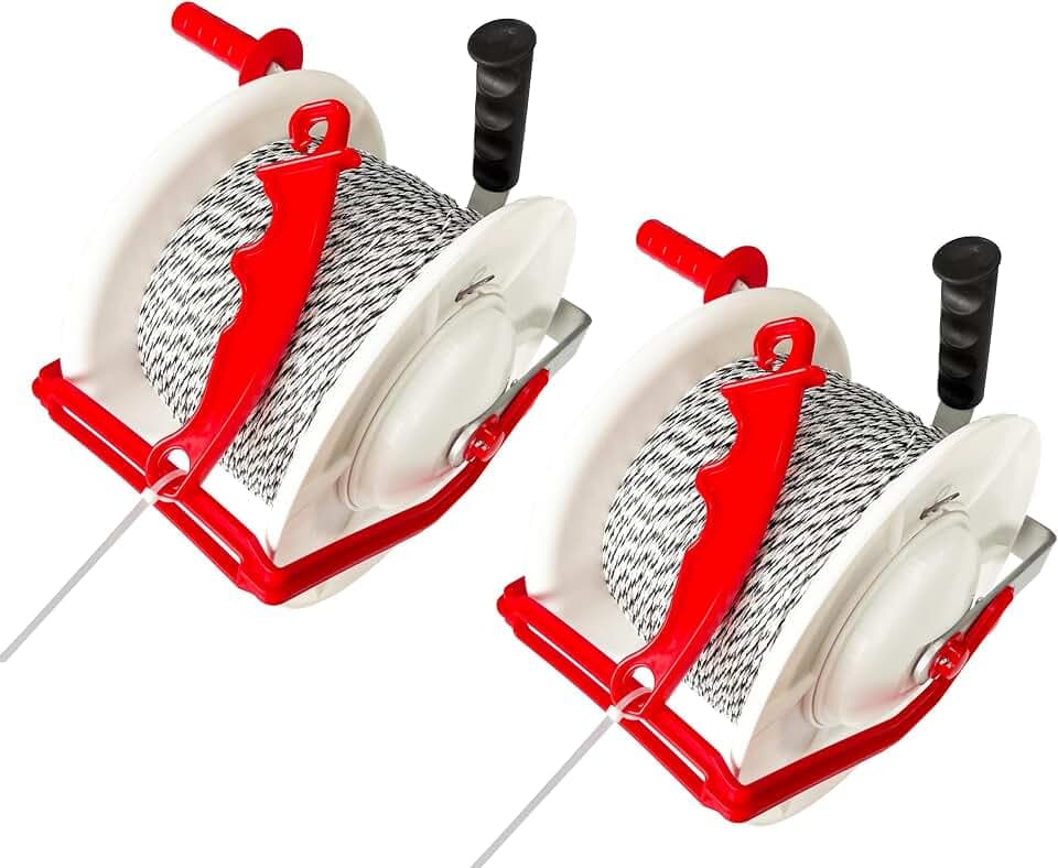 2 Pack 3:1 Geared Electric Fencing Standard Reel with 1969ft Premium Polywire 6 Conductors Plus 2 Free 8 inch Insulgrip