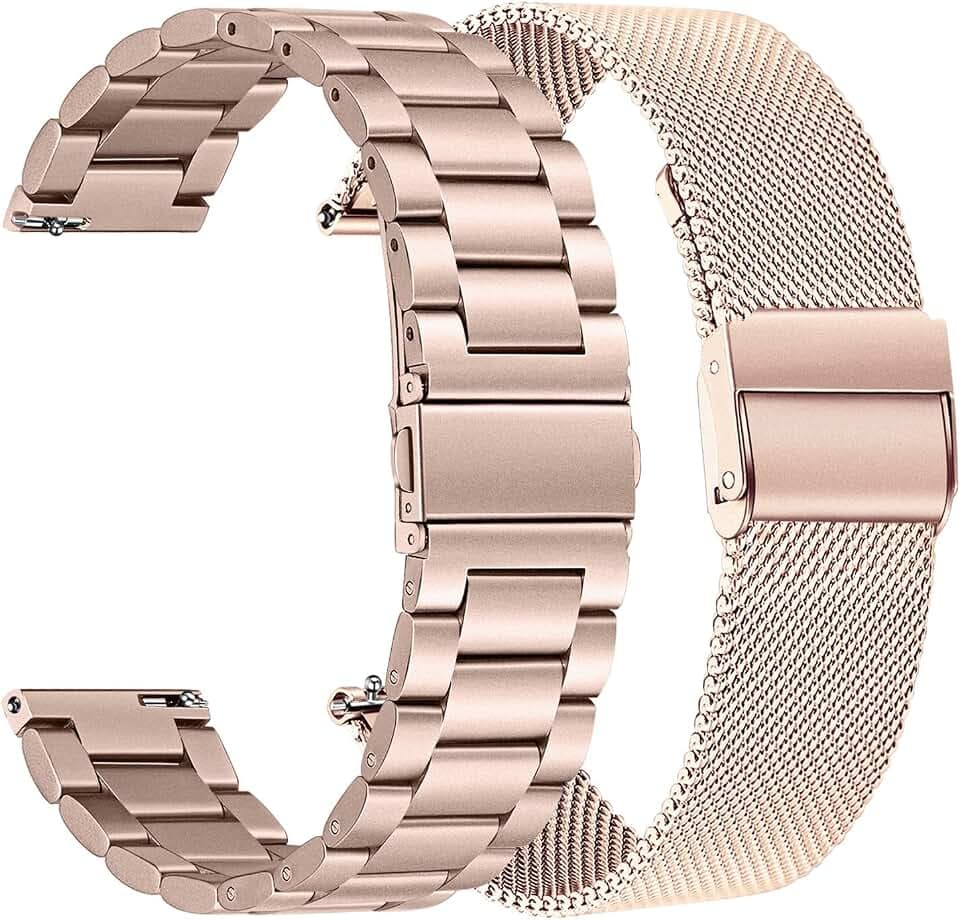 TRUMiRR Kompatibel mit Garmin Vivoactive 6 5/Approach S50 S44/Vivomove Trend/Venu Sq 2 Music/Sq/Venu 2 Plus 43mm/Vivomove Sport/Forerunner 165 Armband, 20mm Mesh Gewebt Edelstahl Metall Uhrenarmband