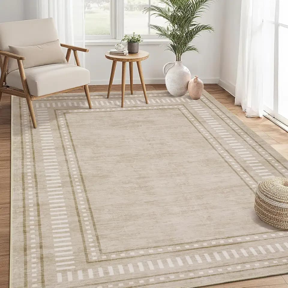 Garvee 5x7 Washable Area Rug, Non Slip Low Pile Carpet for Living Room