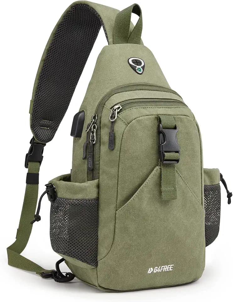 G4Free Canvas Crossbody Sling Bag with RFID Blocking for Women Men