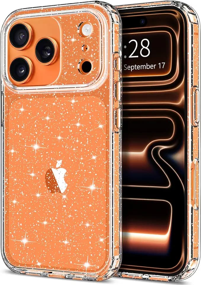 Hython for iPhone 17 Pro Max Case Glitter, Clear Glitter Sparkly Shiny Bling Sparkle Cute Cover, Anti-Scratch Soft TPU Slim Fit Shockproof Protective Phone Cases for Women Girls, Clear Glitter