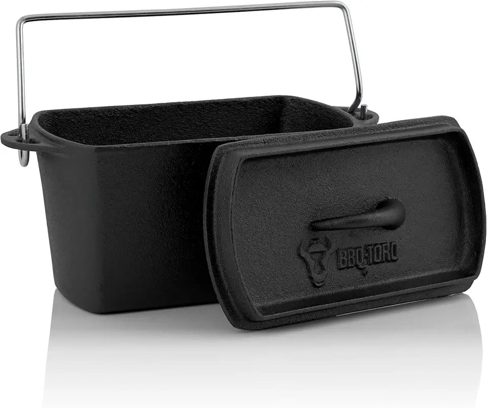 BBQ-Toro Gusseisen Backtopf | 2 Liter - 27 x 12,5 x 15 cm | bereits eingebrannt - pre-seasoned | Dutch Oven Topf, Backtopf, Gusstopf, Baking Pot | Bräter ideal für Brot, Kuchen, Backwaren