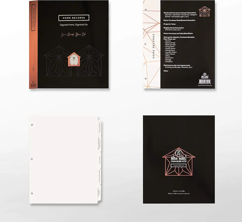 Ahh Hah! Organizer Kit: Home Records (Architectural Version) - Index Tabs for Three-ring Binder (Binder NOT included)