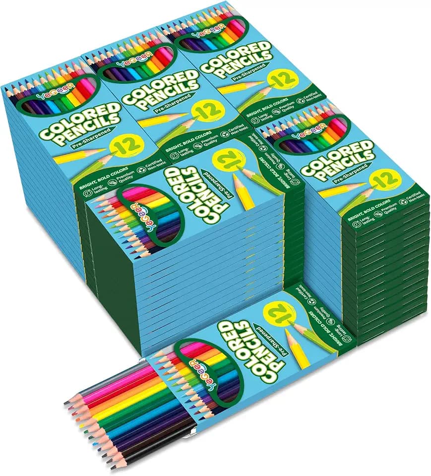 YEGEER Colored Pencils Bulk, 12 Assorted Colors, 100 Packs Pre-sharpened Coloring Pencils Set for Kids and Adult, Teachers Essential Classroom Prizes, Back to School Supplies (1200)