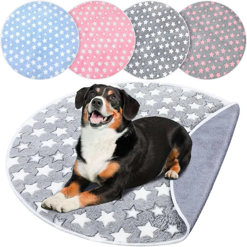 Hahafelt 4 Pcs Round Dog Pee Pads, Washable Mats, Large Star, 55 Inches