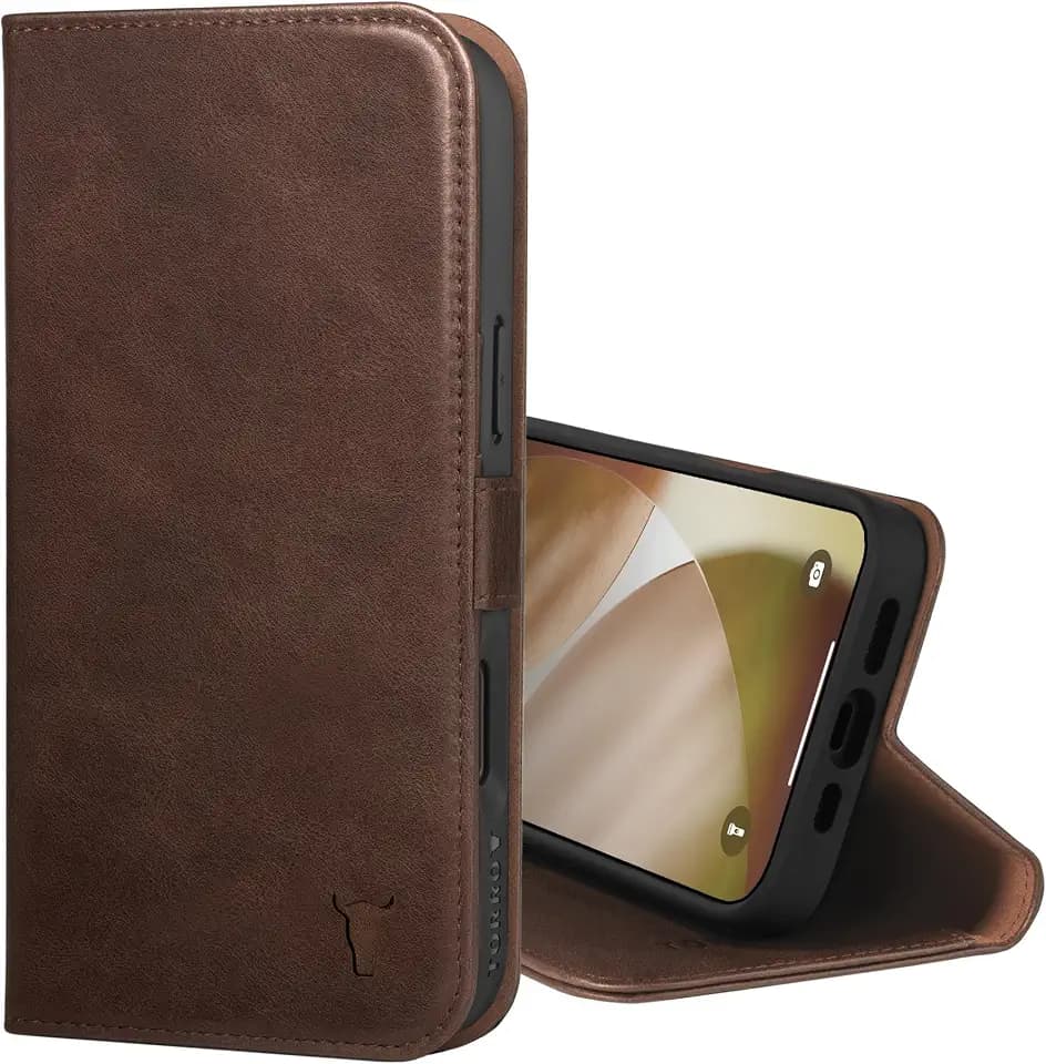 TORRO Leather Wallet Case Compatible with iPhone 17, Dark Brown