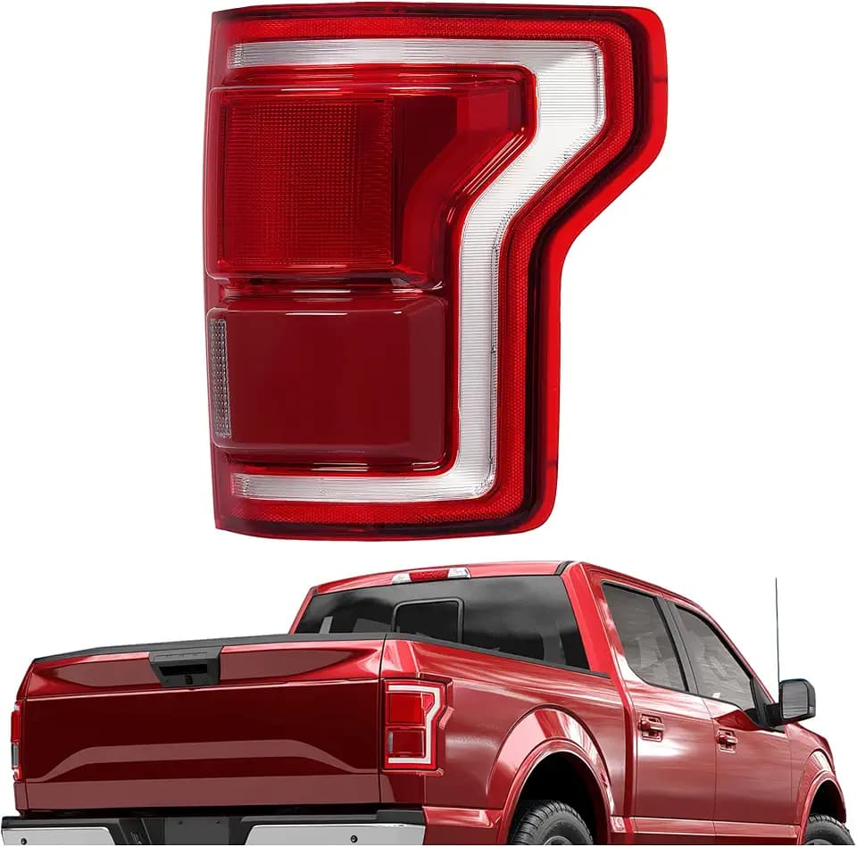 HECASA Right LED Tail Light Compatible with 2015-2017 Ford F-150 F150 Replacement for FO2801259 Rear Taillight Brake Lamp w/LED Tube Red Lens Passenger Side