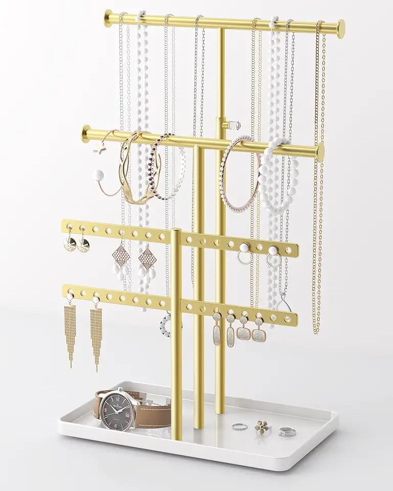 Josmimic Schmuckständer Kettenhalter Schmuck Halterung: Großes Fassungsvermögen, Verstellbarer Halskettenhalter – Stabile Schmuckaufbewahrung für Ohrringe, Armbänder, Uhren, Gold