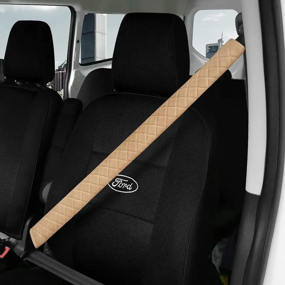 HighnessHwoo Extra Long Seatbelt Covers for Adults Kids Women & Men, Soft Car Seat Belt Strap Cushion for Sedan, SUV, Trucks, Shoulder Neck Chest Protector Pads, Auto Accessories, 1pc, Beige, 33.5in