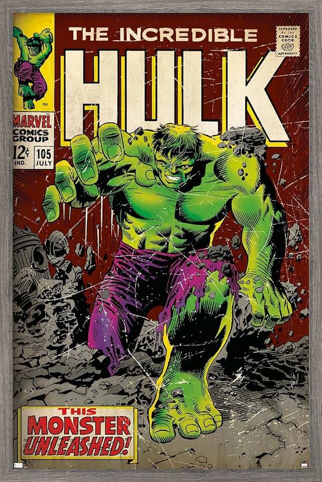 Trends International Marvel Comics Hulk - Incredible Hulk #105 Wall Poster, 22.4L x 14.7W, Barnwood Framed Version