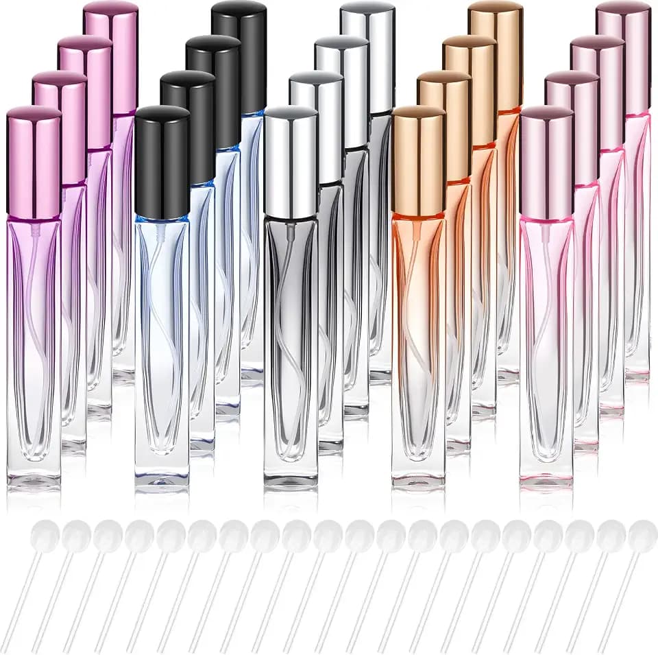 Domensi 20 Pcs 10/15/20/30 ml Glass Perfume Atomizer, Fresh Color