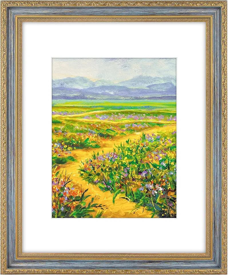 Golden State Art 16x20 Gold-Blue Photo Frame Mat for 11x14 Plexiglass