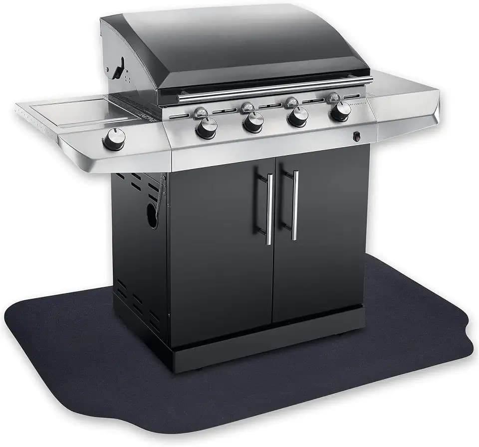 GRILLTEX Under the Grill Protective Deck and Patio Mat, 39 x 72 inches, Black