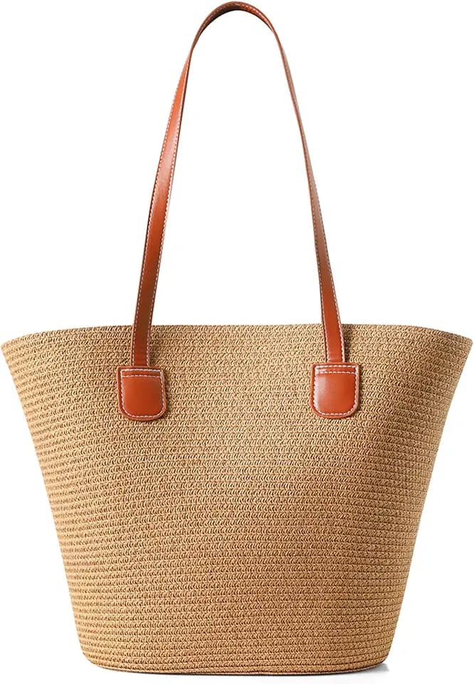 Straw Bags For Women | Travel Straw Totes Bag, Summer Woven Shoulder Bag Handbag
