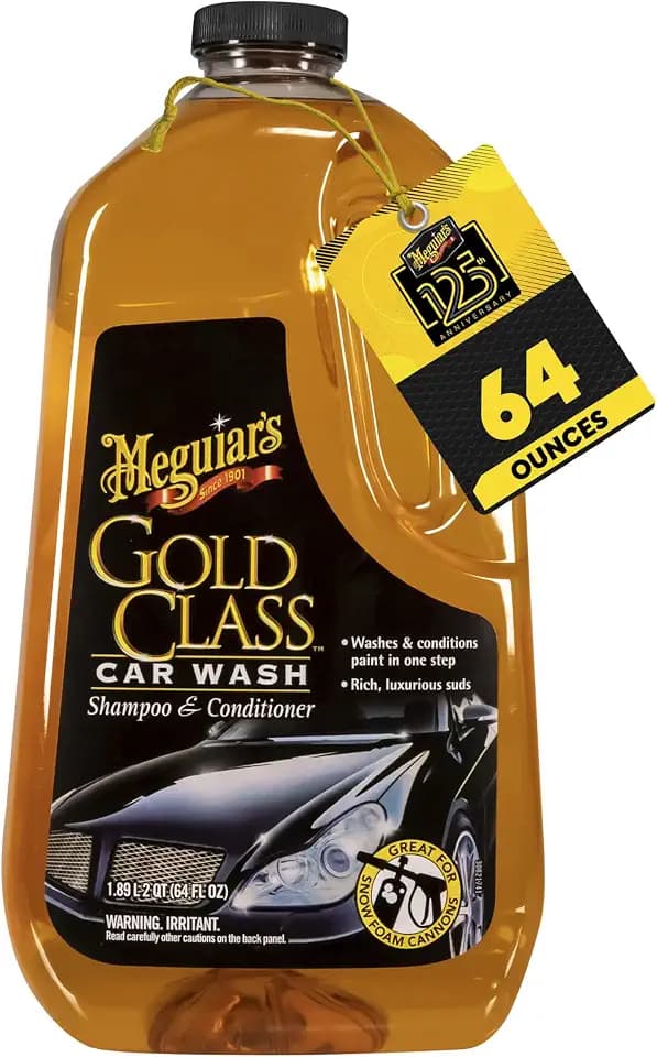 Meguiar's Gold Class Car Wash - Get Professional Results in a Foam Cannon or as a Bucket Wash - Get a Clean and Glossy Finish That's Safe for All Paint Types - 64 Oz