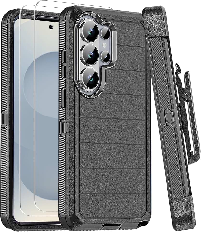 for Samsung Galaxy S26 Ultra Case with Belt Clip Holster, 2X Screen Protector, Heavy Duty 3-Layer Military Grade Rugged Full Body Shockproof Protection Phone Cover for Galaxy S26 Ultra (Black)