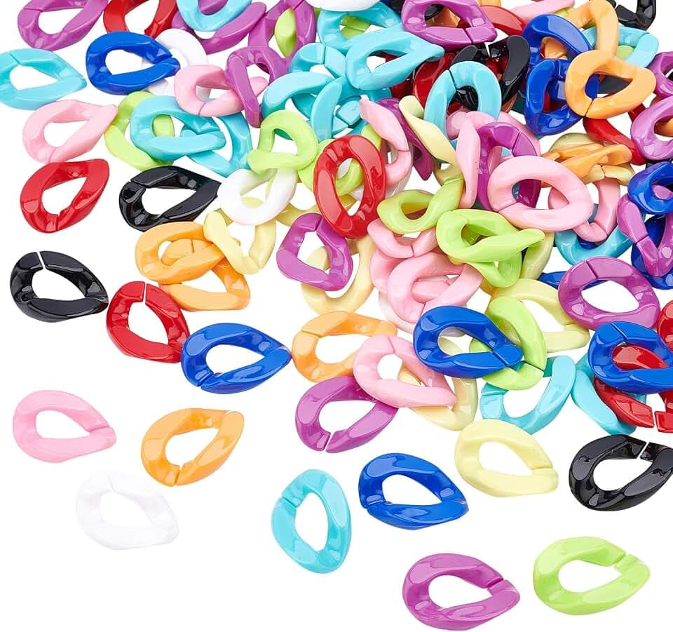 PandaHall 200 STK. Acryl-Verbindungsringe, 10 Farben Quick Link-Anschlüsse Für Ohrring Halskette Schmuck Brillen Kette DIY Craft Making