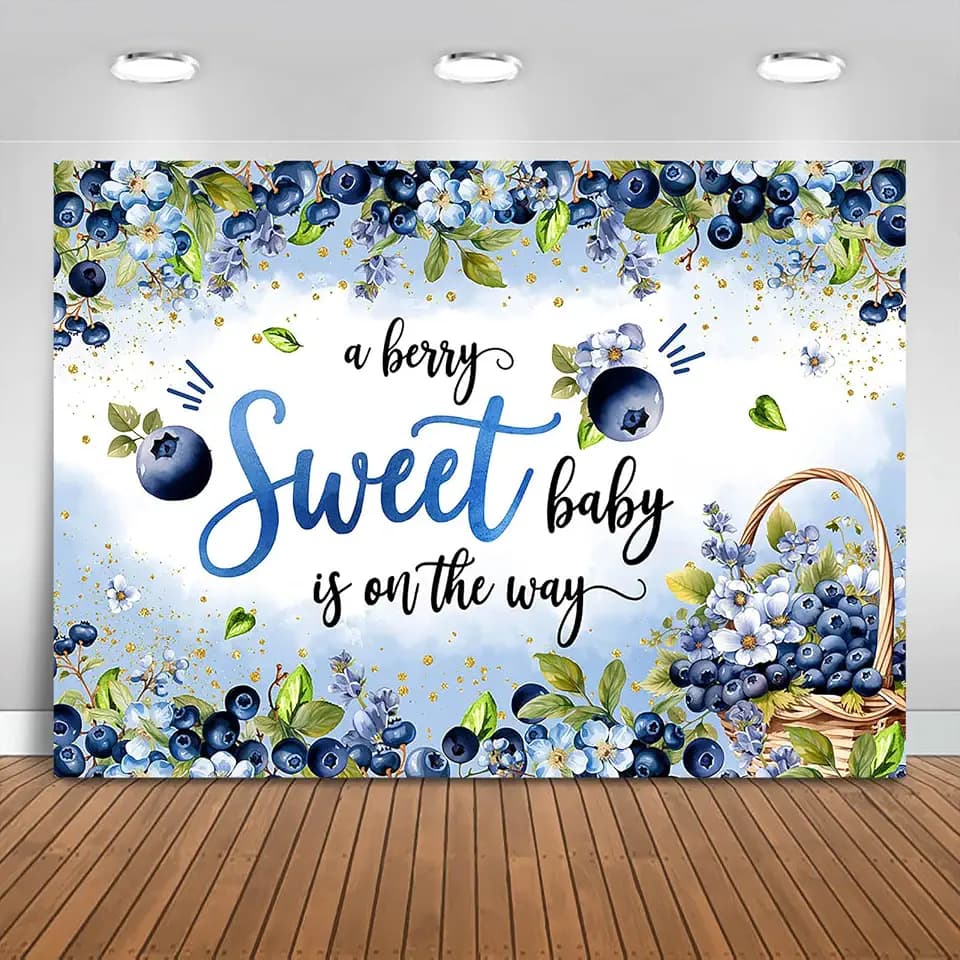 Blueberry Baby Shower Backdrop 7x5ft Berry Sweet Baby Blueberry Baby Shower Background Party Decorations A Berry Sweet Baby is On The Way Cake Table Banner