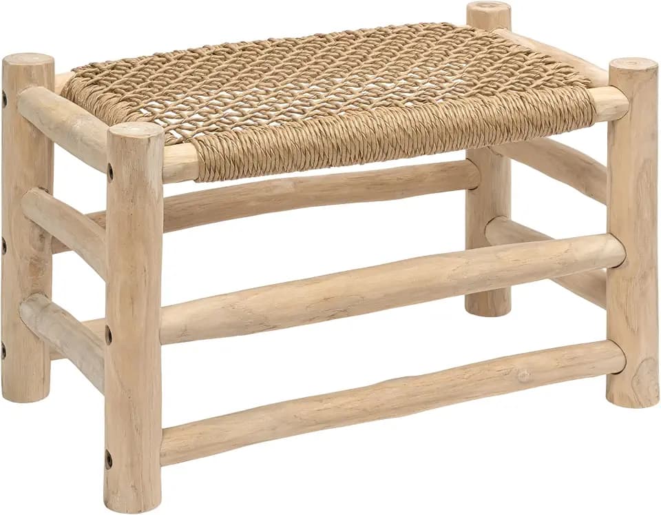 JONATHAN Y Chuck 28" Teak Indoor Outdoor Backless Stool, Natural Bleach