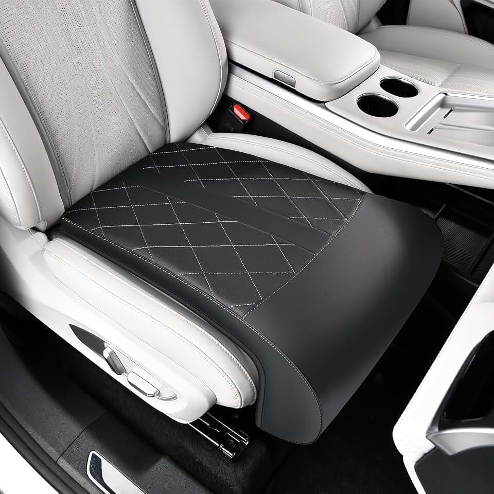 Coverado Car Seat Extender Leg Support, Leather Leg Extender Cushuin for Car Seats, Waterproof Car Seat Cushions Universal Fit for Most Vehicles (Black)