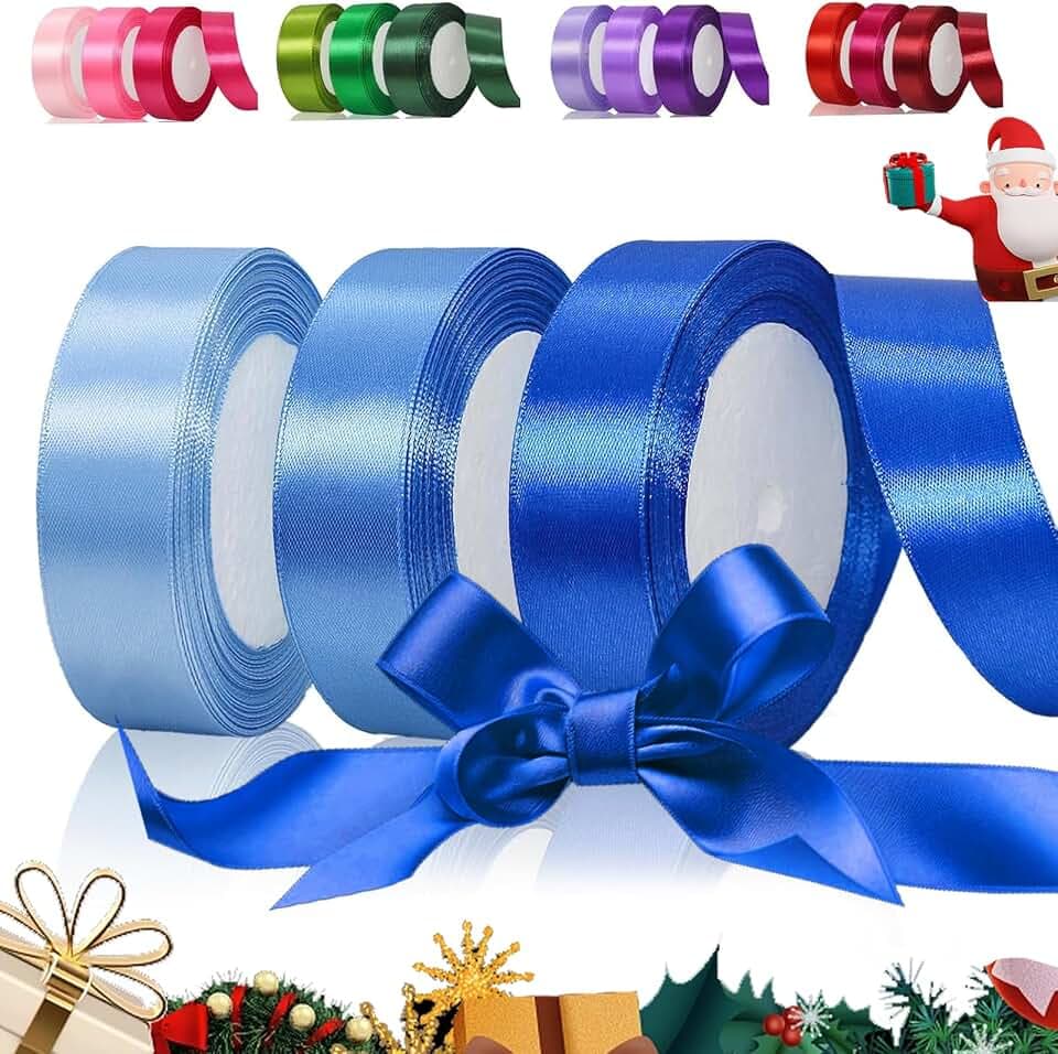 66m Blau Satinband, 25mm Geschenkband Breit, Schleifenband zum Verpacken, Dekoband Party Stoffband zum Geschenkverpackung, Bastelarbeiten, Geburtstag und Hochzeitsdekoration(22m/Roll)