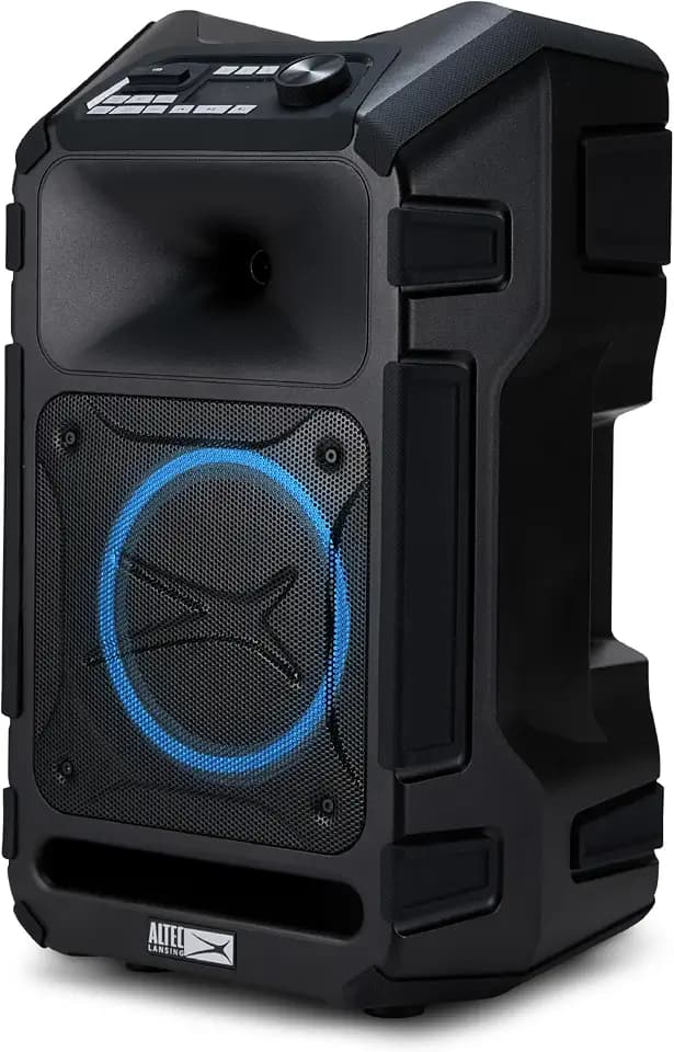 Altec Lansing - Portable Speaker Sonic Boom 120, Powerful 120W Peak Power, IP67 Waterproof Design, Multicolor LED Lights, Aux Input, FM Radio, Perfect for Outdoor Adventures (Black)
